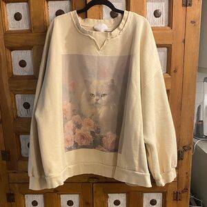 Selkie Rare Oversized Cat Print Sweatshirt 4X